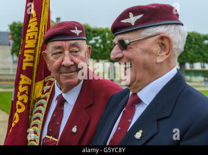 Ranville, Normandy, France – British Army Veterans waiting to start a parade on the anniversary of D Day Stock Photo