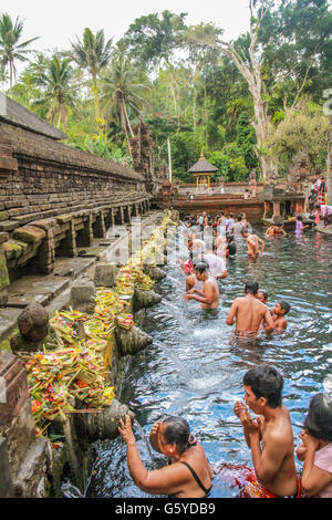Hindu holy bath in Bali Indonesia Stock Photo