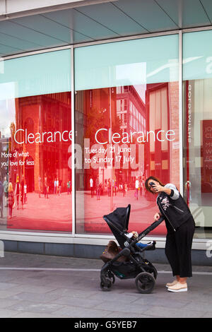 John Lewis store in Liverpool stages its summer clearance sale., Stock Photo