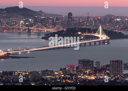 Dusk over San Francisco, as seen from Berkeley Hills Stock Photo
