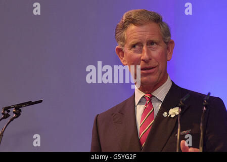 The Prince of Wales speaks at The Health and Social Care Awards in central London. Stock Photo