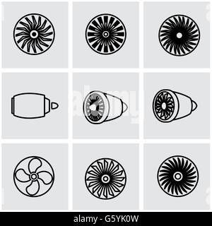 Vector line turbines icon set Stock Vector