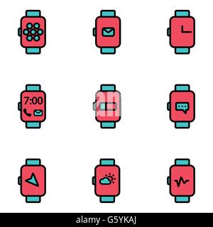 Vector flat line smart watch icon Stock Vector