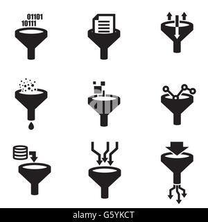 Vector black filter data icon set Stock Vector