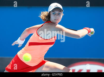 Stefanie Vogele SUI, Australian Open 2012, ITF Grand Slam Tennis Tournament, Melbourne Park, Melbourne, Victoria, Australia Stock Photo