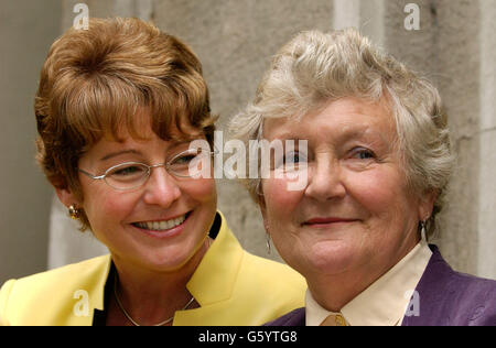 Forensic Archaeologist and Anthropologist, Professor Margaret Cox (left) with the mother of missing estate agent Suzy Lamplugh, Diana Lamplugh, after meeting at the European Women of Achievement Awards in London. Professsor Cox won the Humanitarian Award for which Mrs Lamplugh was also nominated. Stock Photo