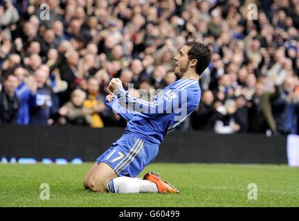 Soccer - Barclays Premier League - Chelsea v West Ham United - Stamford Bridge. Chelsea's Eden Hazard celebrates after scoring his team's second goal Stock Photo