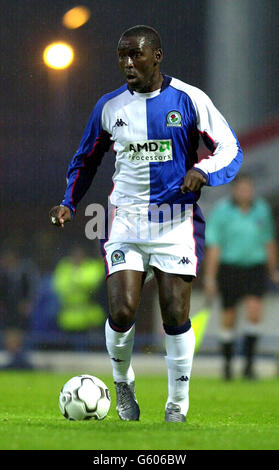 Andy Cole-Blackburn Rovers v Lazio. Blackburn Rovers's Andy Cole in action against Lazio during a Pre-Season friendly at Ewood Park. Stock Photo