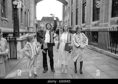 Paul McCartney and his wife Linda, of Wings, with their children Stella and James, and Linda's daughter Heather (right), arriving at Marylebone Register Office, London, for the wedding of former Beatles drummer Ringo Starr, who wed actress Barbara Bach today. Stock Photo