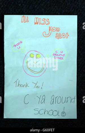 A thank you card from missing girl Holly Wells to her teaching ...