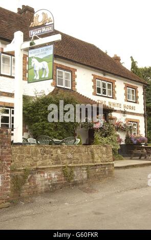 The White Horse pub in Hascombe village centre in the Surrey Hills AONB ...