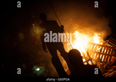 Bonfires of Saint John celebrations in Zaragoza, Spain Stock Photo