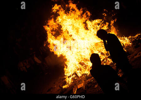 Bonfires of Saint John celebrations in Zaragoza, Spain Stock Photo