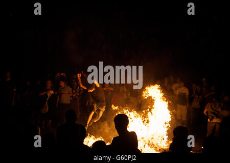 Bonfires of Saint John celebrations in Zaragoza, Spain Stock Photo