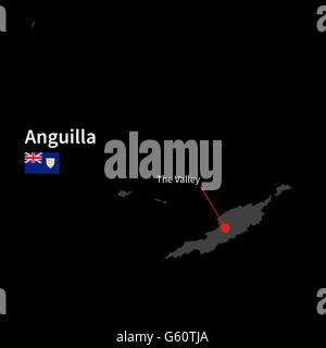 Detailed vector map of Anguilla and capital city The Valley Stock ...