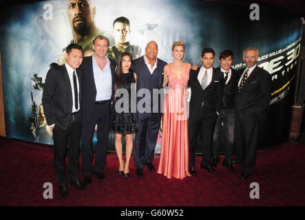 Jon M.Chu, Ray Stevenson, Elodie Yung, Dwayne Johnson, Adrianne Palicki, D.J. Cotrona, Byung Hun-Lee and Jonathan Pryce arrive for the UK premiere of GI Joe: Retaliation at the Empire Cinema in London. Stock Photo