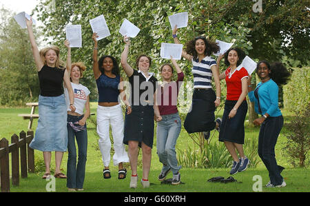 Pupils celebrate A-Level results Stock Photo