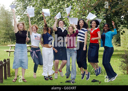 Pupils celebrate A-Level results Stock Photo