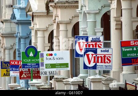 Property - for sale signs in Hastings Stock Photo