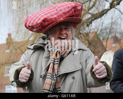 Local comedian Tony Barton arrives for the funeral of Norman Collier at St Helen's Church, Welton, Hull. Stock Photo