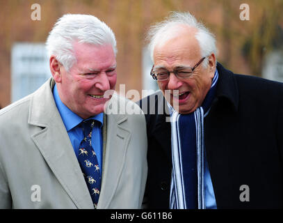 Comedians Roy Walker (left) and Roy Hudd arrive for the funeral service of Norman Collier at St Helen's Church, Welton, Hull. Stock Photo