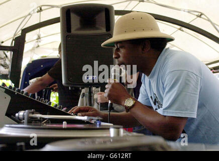 Norman Jay MBE - Notting Hill Carnival. DJ Norman Jay, MBE, co-founder of the legendary Sound System 'Good Times' at the Notting Hill Carnival. Stock Photo