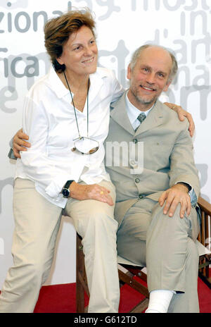 Venice Film - Malkovich and Cavani Stock Photo