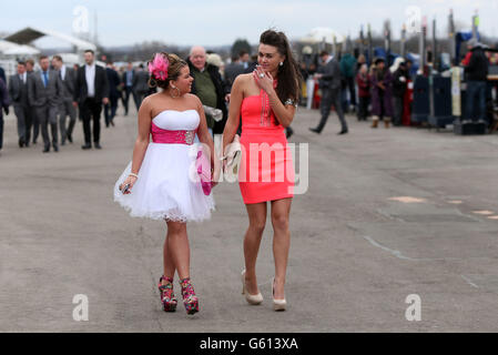 Ladies fashions during Ladies Day at the 2013 John Smith's Grand National Meeting at Aintree Racecourse, Sefton. Stock Photo