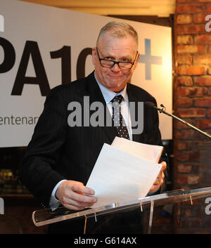 PPA CEO Barry McIlheney speaks at the Professional Publishers Association Centenary Opening party at the Skyloft, Millbank Tower, London. Stock Photo