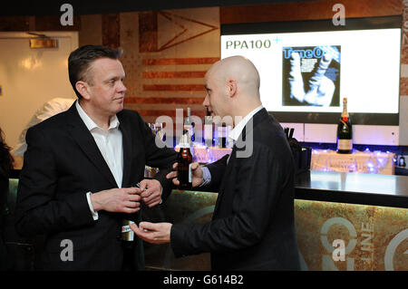 Guests mingle at the Professional Publishers Association Centenary Opening party at the Skyloft, Millbank Tower, London. Stock Photo