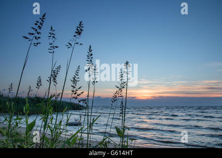 lake Peipus at sunrise, Eastern Estonia Stock Photo