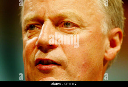 TUC general secretary John Monks makes his key note address to delegates on the second day of the TUC at the Winter Gardens in Blackpool. Unions need to cultivate their relationship with Labour and avoid a breakdown which could bring electoral 'catastrophe', he said. *Mr Monks said unions should not underestimate what had been achieved under the present Government, including a stream of new rights for workers. 19/05/03 TUC general secretary John Monks, who leaves the post of general secretary after almost 10 years later this week. Stock Photo