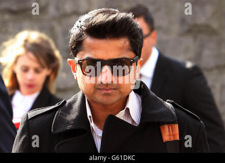 (re-cropped image) Praveen Halappanavar, the husband of Savita Halappanavar arrives for the inquest into her death at Galway Coroners court. Stock Photo