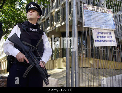 Armed Officer at US Embassy Stock Photo