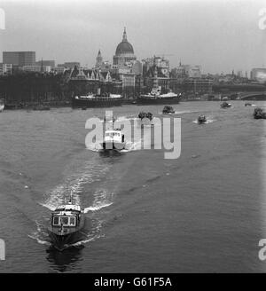 Politics - State Funeral of Sir Winston Churchill - On board the Havengore - River Thames - London - 1965 Stock Photo