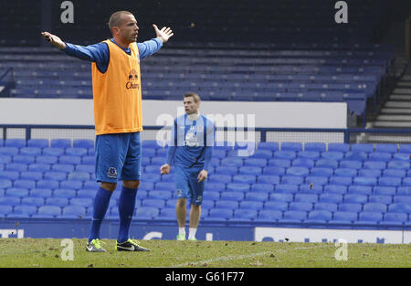 Soccer - Barclays Premier League - Everton Open Training Session - Goodison Park Stock Photo
