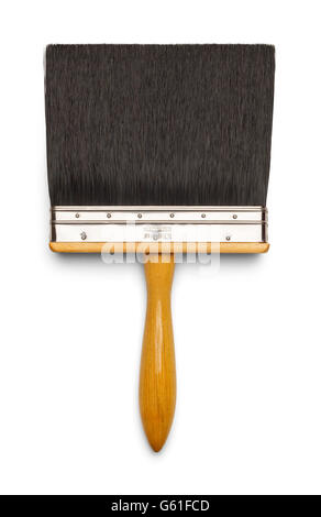 Large Old Black Bristle Paint Brush Isolated on White Background. Stock Photo