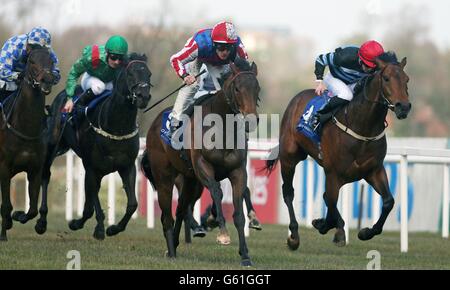 Fort Knox ridden by Johnny Murtagh wins the Leopardstown 2,000 Guineas Trial Stakes at Leopardstown Racecourse, Dublin. Stock Photo