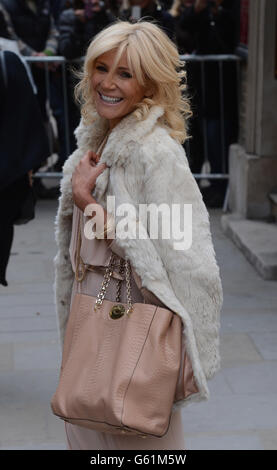 Actress Michelle Collins, arrives for the wedding of Coronation Street actress Helen Worth, who plays Gail Platt in the popular television soap opera, to Trevor Dawson at St James Church in London. Stock Photo