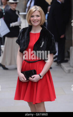 Coronation Street actress Jane Danson, arrives for the wedding of Coronation Street actress Helen Worth, who plays Gail Platt in the popular television soap opera, to Trevor Dawson at St James Church in London. Stock Photo