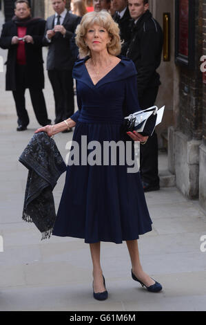 Sue Nicholls Coronation Street actress arrives for the wedding of fellow Coronation Street actress Helen Worth, who plays Gail Platt in the popular television soap opera, to Trevor Dawson at St James Church in London. Stock Photo