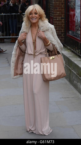 Actress Michelle Collins arrives for the wedding of Coronation Street actress Helen Worth, who plays Gail Platt in the popular television soap opera, to Trevor Dawson at St James Church in London. Stock Photo