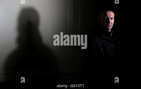 Former World Champion boxer Scott Harrison poses for the photographer after the Head to Head at the Landmark Hotel, London. . The Landmark Hotel, London. Stock Photo