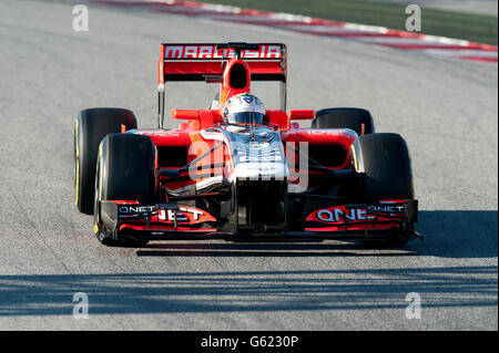 Timo Glock, GER, Marussia F1 Team-Cosworth, during the Formula 1 testing sessions, 21.-24.2.2012, at the Circuit de Catalunya in Stock Photo