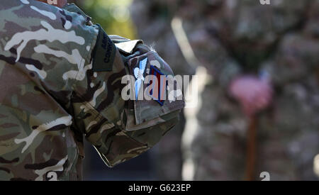 Troops from 21 Engineer Regiment prepare to march to Ripon Cathedral, North Yorkshire after returning home from Afghanistan. Stock Photo