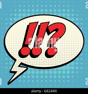 Questions exclamation marks comic book bubble text retro style Stock Vector