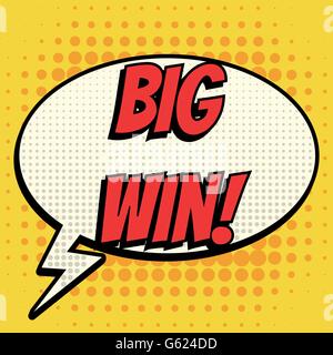 Big win comic book bubble text retro style Stock Vector