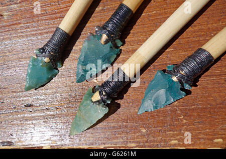 Flint-knapped arrow heads Stock Photo