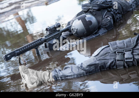 Dead bodies of special forces operators Stock Photo