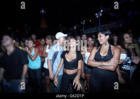 A wild rave or Aparelhagem party in a giant warehouse in Belem, Para, Brazil Stock Photo